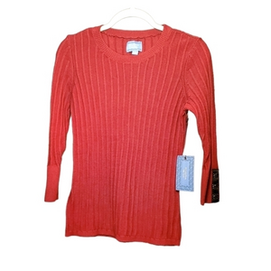 Simply Vera Vera Wang‎ Red Knit Sweater Black Details PM NWT